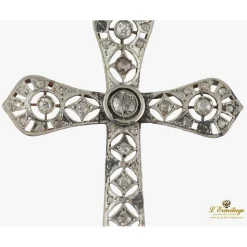 CRUCES Cruz antigua oro blanco y diamantes talla antigua