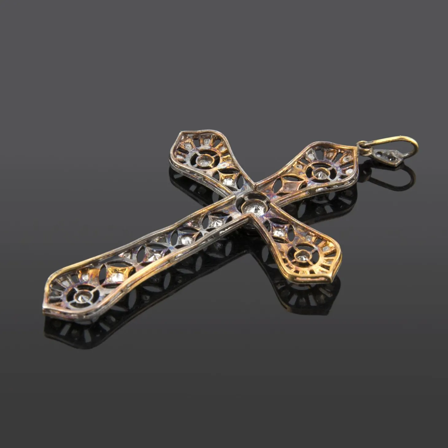 CRUCES Cruz antigua oro blanco y diamantes talla antigua