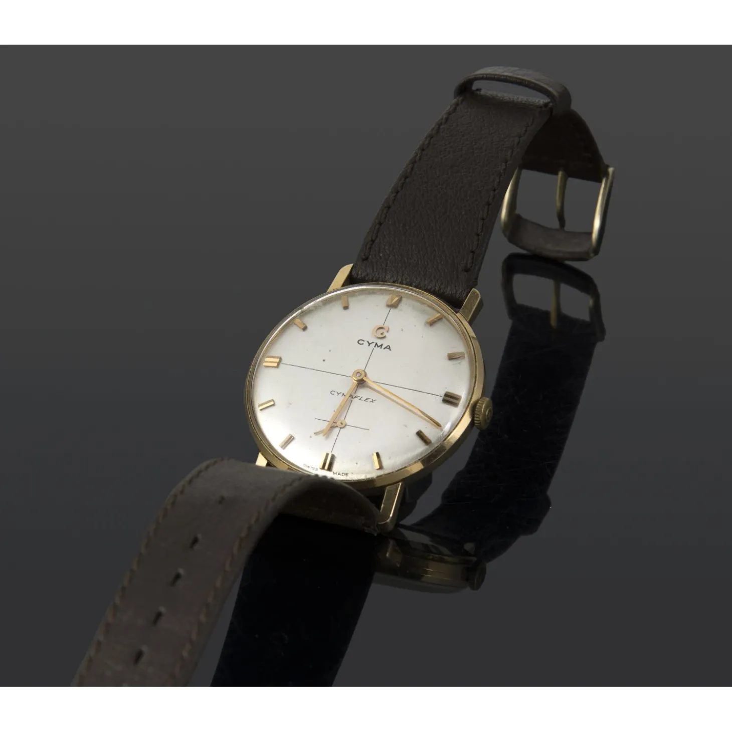 CYMA Cymaflex oro amarillo cuerda manual caballero 34mm