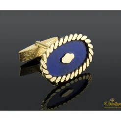 GEMELOS Gemelos oro amarillo en esmalte azul