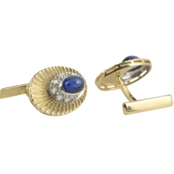 GEMELOS Gemelos oro amarillo y oro blanco zafiro cabuchón y diamantes