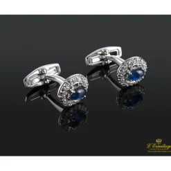 GEMELOS Gemelos oro blanco zafiros y diamantes.