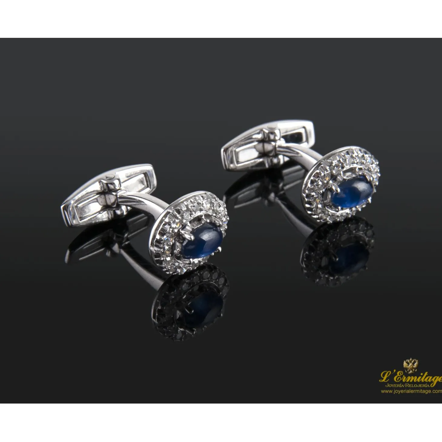 GEMELOS Gemelos oro blanco zafiros y diamantes.