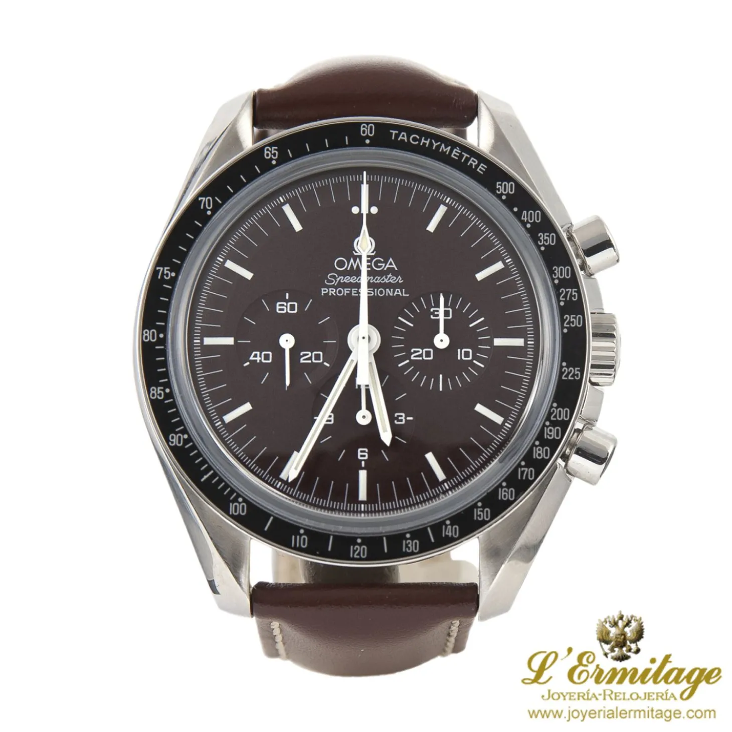 OMEGA Speedmaster professional moonwatch acero chocolate.