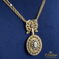 OTROS Gargantilla relicario antigua oro amarillo y diamantes talla antigua