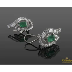 PENDIENTES Pendientes antiguos oro blanco esmeralda y diamantes