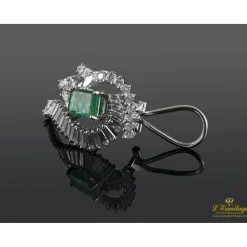 PENDIENTES Pendientes antiguos oro blanco esmeralda y diamantes