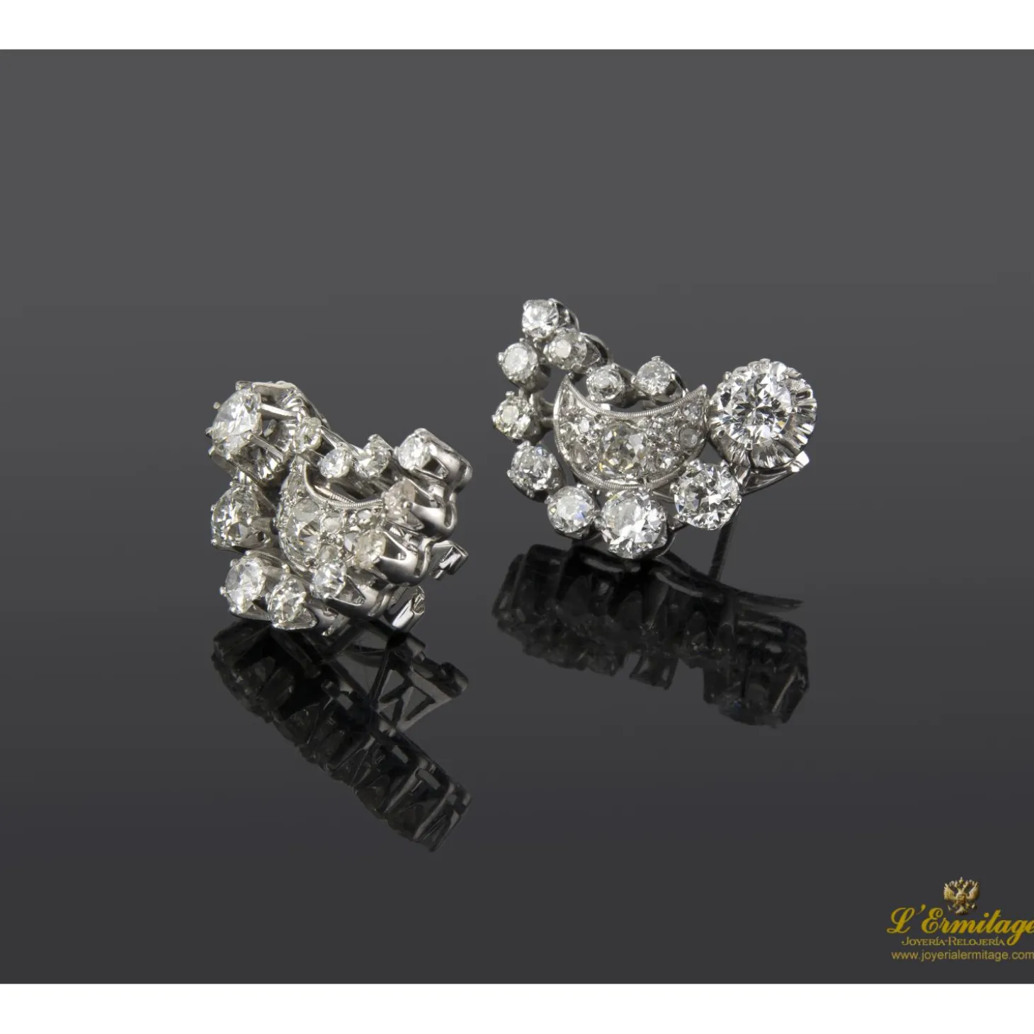 PENDIENTES Pendientes antiguos oro blanco y diamantes naturales.