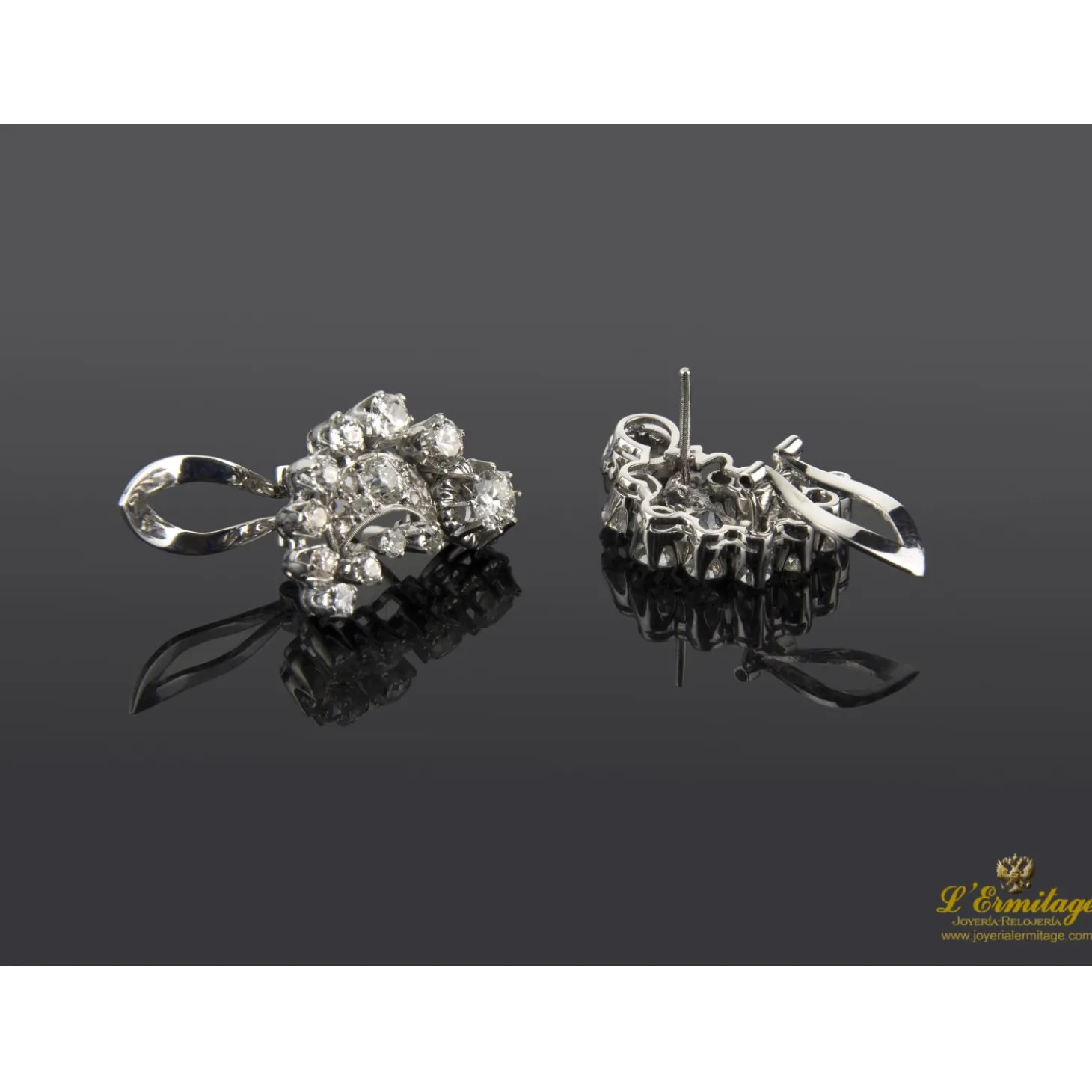 PENDIENTES Pendientes antiguos oro blanco y diamantes naturales.