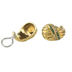 PENDIENTES Pendientes antiguos oro amarillo esmeraldas y diamantes