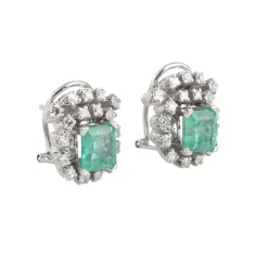PENDIENTES Pendientes antiguos oro blanco esmeralda y diamantes