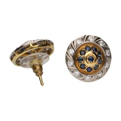 PENDIENTES Pendientes antiguos en oro amarillo y oro blanco con zafiros y diamantes.