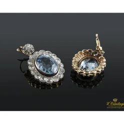PENDIENTES Pendientes antiguos oro blanco aguamarinas y diamantes