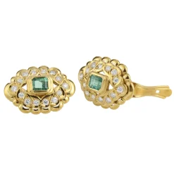 PENDIENTES Pendientes antiguos oro amarillo esmeralda y diamantes