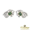 PENDIENTES Pendientes antiguos oro blanco esmeralda cabuchón y diamantes