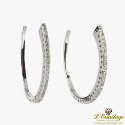 PENDIENTES Pendientes argollas oro blanco 14k con diamantes.