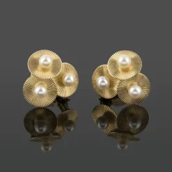 PENDIENTES Pendientes cartier antiguos oro amarillo 14 kt y perlas