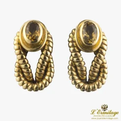 PENDIENTES Pendientes cartier nudo de hércules acero y oro citrino