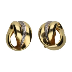 PENDIENTES Pendientes circulares en oro amarillo y brillantes.