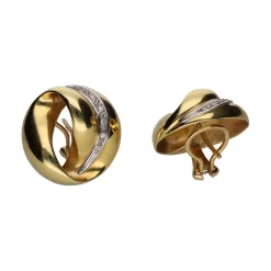 PENDIENTES Pendientes circulares en oro amarillo y brillantes.