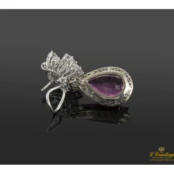 PENDIENTES Pendientes colgantes oro blanco turmalinas rubelitas y diamantes