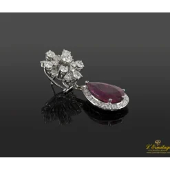 PENDIENTES Pendientes colgantes oro blanco turmalinas rubelitas y diamantes
