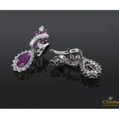 PENDIENTES Pendientes colgantes platino rubíes y diamantes.