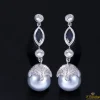 PENDIENTES Pendientes colgantes antiguos oro blanco perla australiana zafiro y diamantes