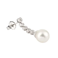 PENDIENTES Pendientes colgantes oro blanco perla australiana y diamantes.