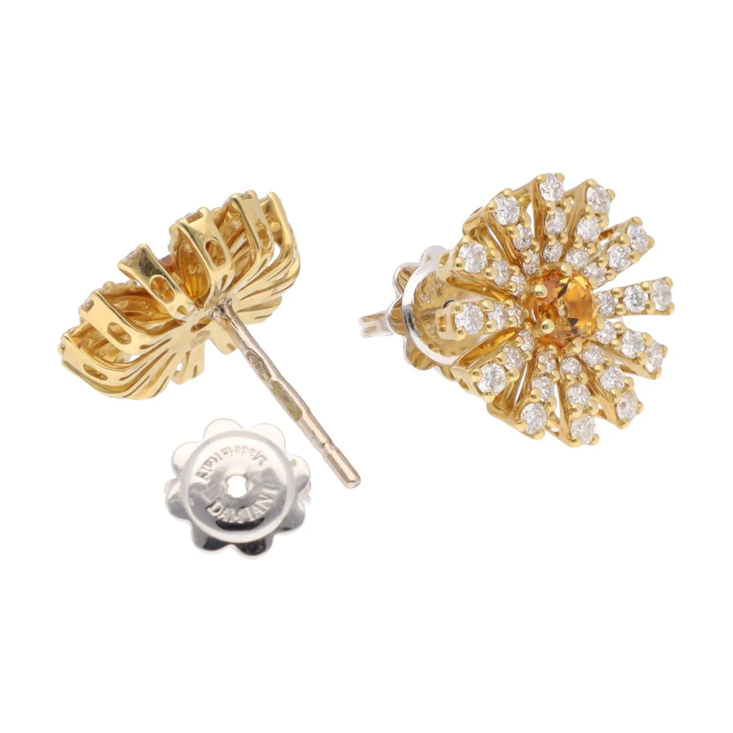 PENDIENTES Pendientes damiani en oro amarillo, citrinos y diamantes.