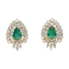 PENDIENTES Pendientes en oro amarillo con esmeraldas y brillantes.