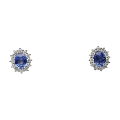 PENDIENTES Pendientes en oro blanco con zafiros y brillantes.