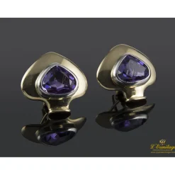 PENDIENTES Pendientes en oro amarillo y oro blanco con amatistas.