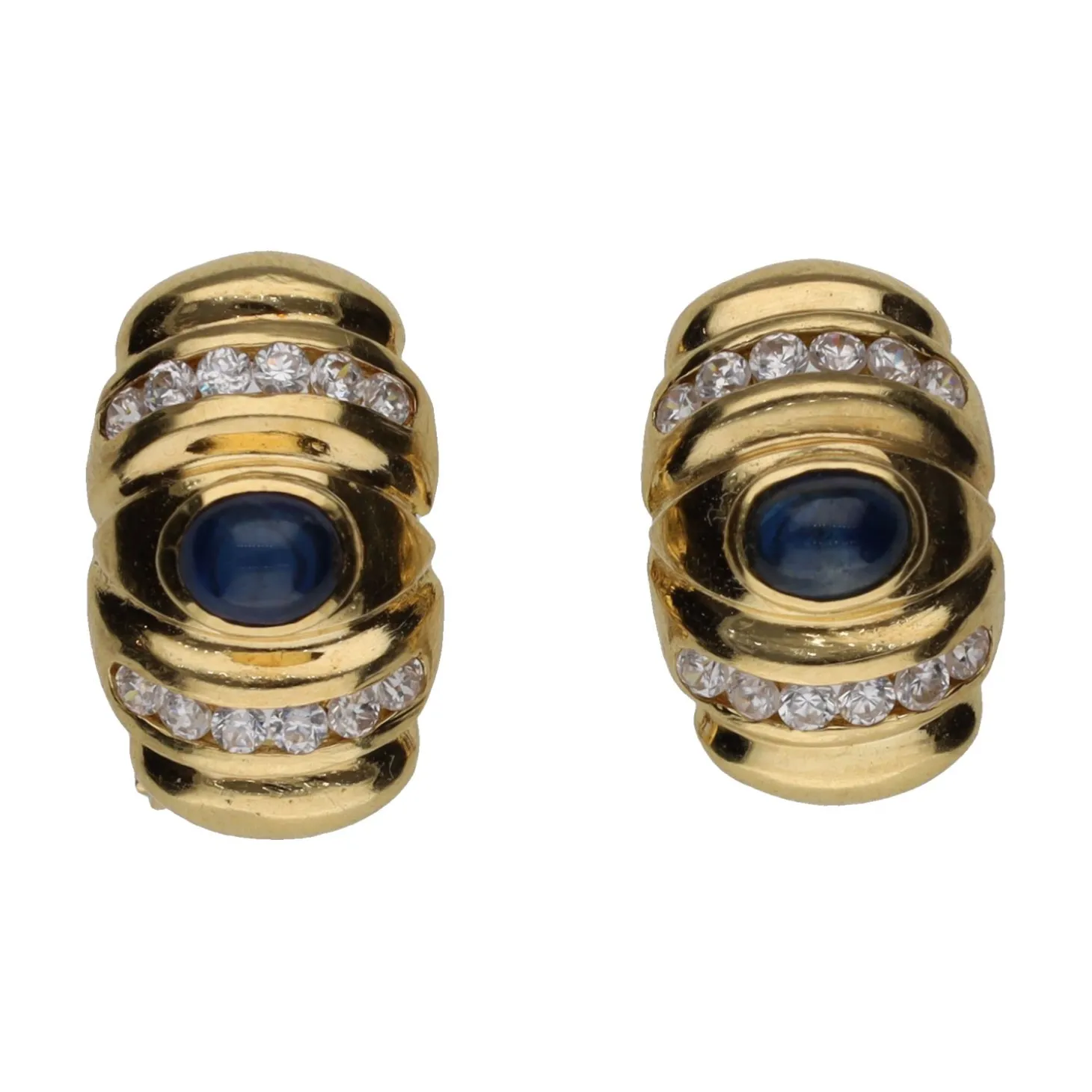 PENDIENTES Pendientes en oro amarillo con zafiros y brillantes.