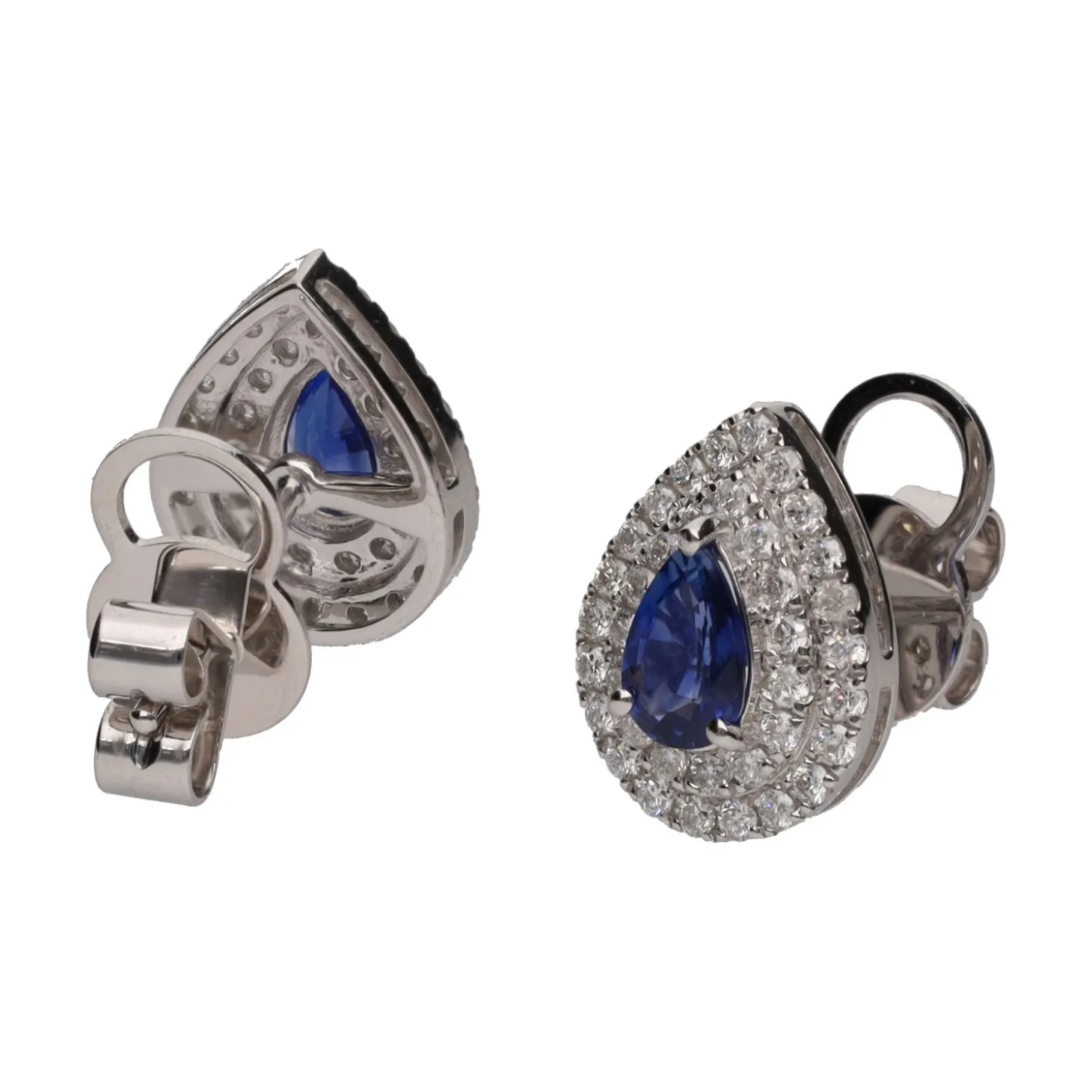 PENDIENTES Pendientes en oro blanco, zafiros y brillantes.