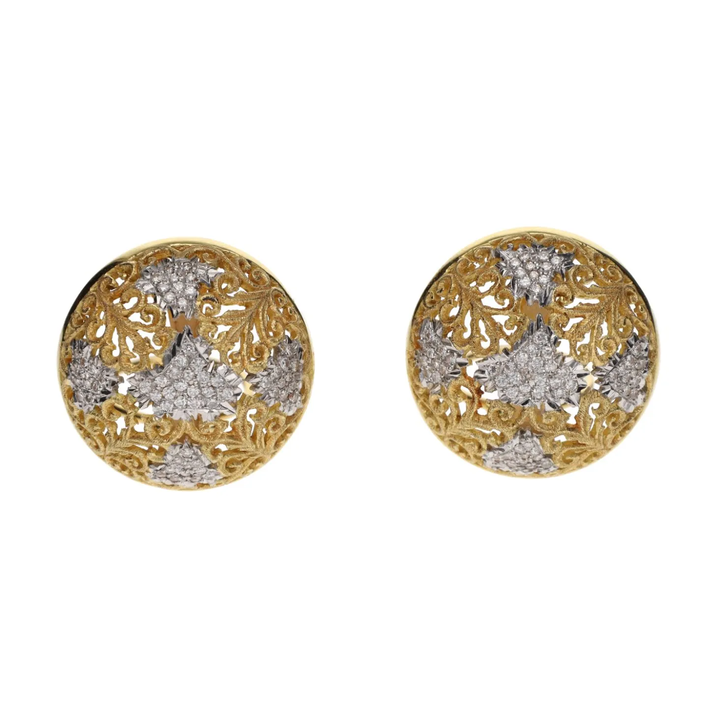 PENDIENTES Pendientes firmados por yanes realizados en oro amarillo y oro blanco con brillantes.