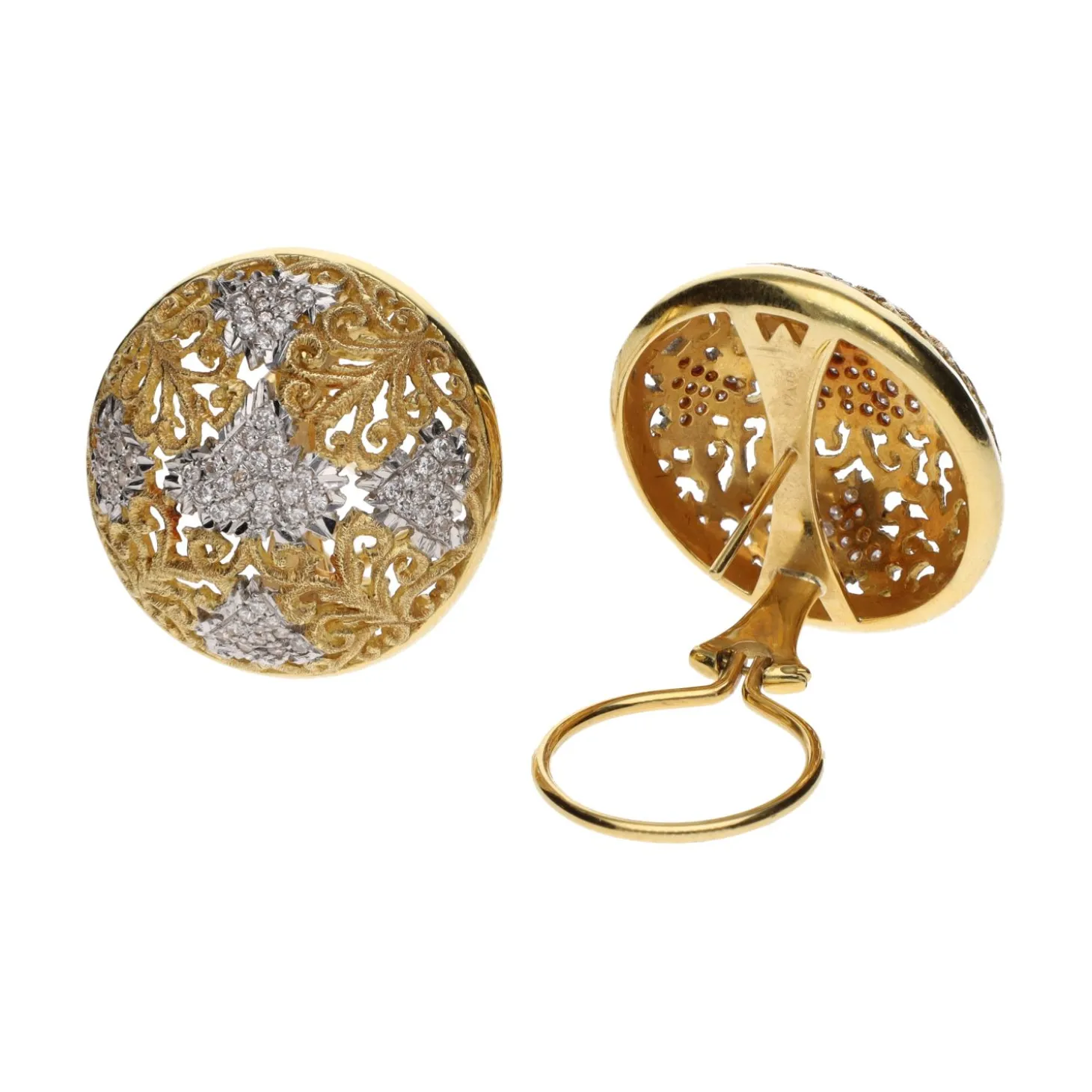 PENDIENTES Pendientes firmados por yanes realizados en oro amarillo y oro blanco con brillantes.