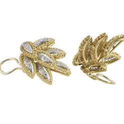 PENDIENTES Pendientes forma de hoja oro amarillo oro blanco y diamantes