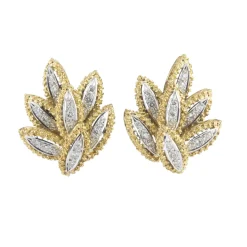 PENDIENTES Pendientes forma de hoja oro amarillo oro blanco y diamantes
