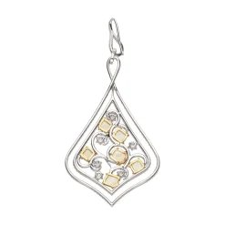PENDIENTES Pendientes largos en oro blanco con diamantes blancos y amarillos.