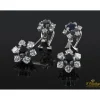 PENDIENTES Pendientes largos con doble roseta de zafrios y brillantes, montados en oro blanco.