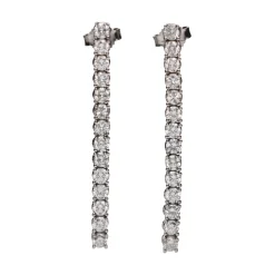 PENDIENTES Pendientes largos riviere en oro blanco y brillantes.