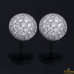 PENDIENTES Pendientes media bola oro blanco con cuajado de diamantes
