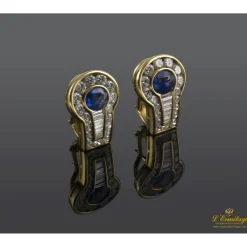 PENDIENTES Pendientes oro amarillo zafiro y diamantes.