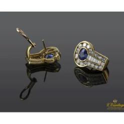 PENDIENTES Pendientes oro amarillo zafiro y diamantes.