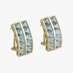 PENDIENTES Pendientes oro amarillo con piedras azules.