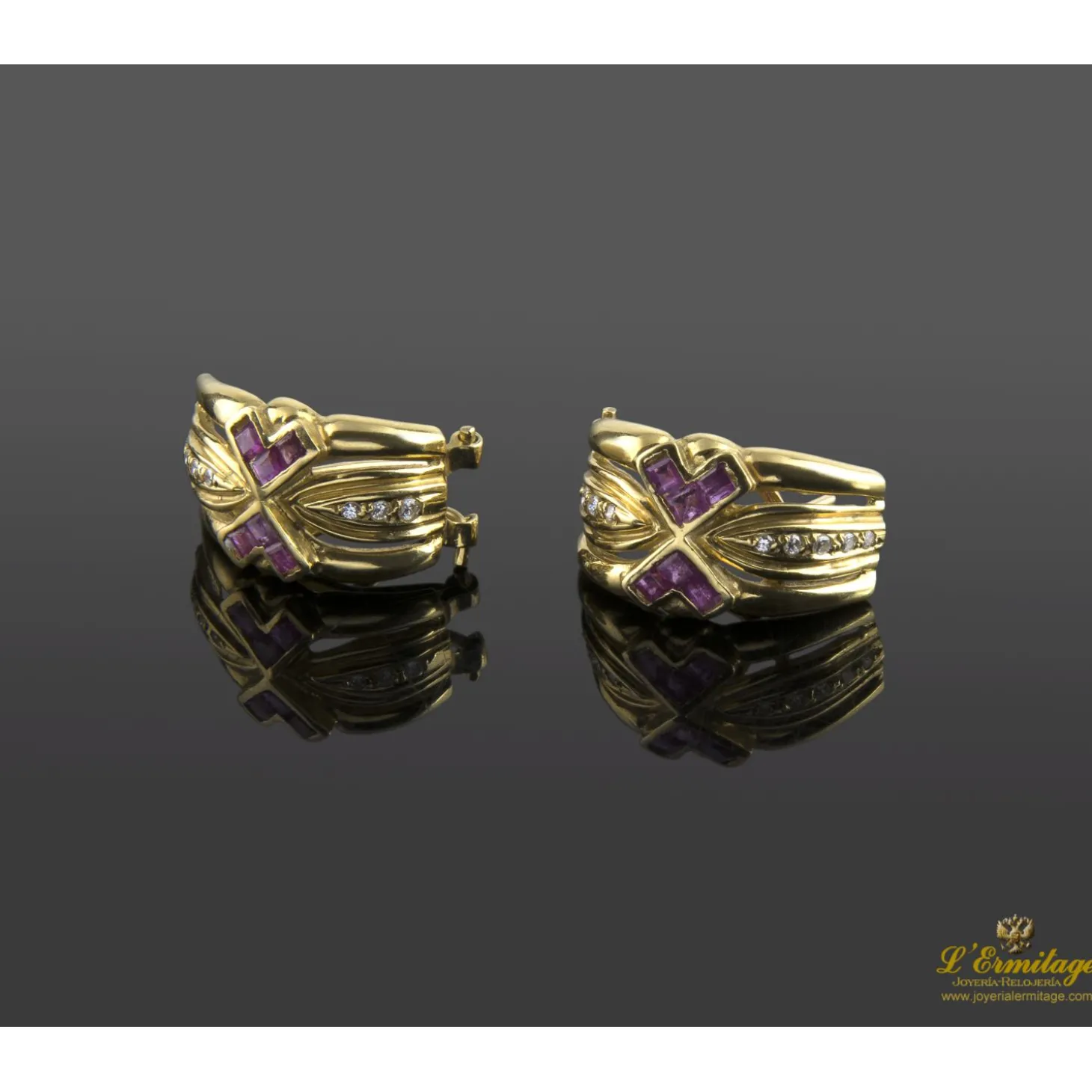 PENDIENTES Pendientes oro amarillo rubíes y diamantes