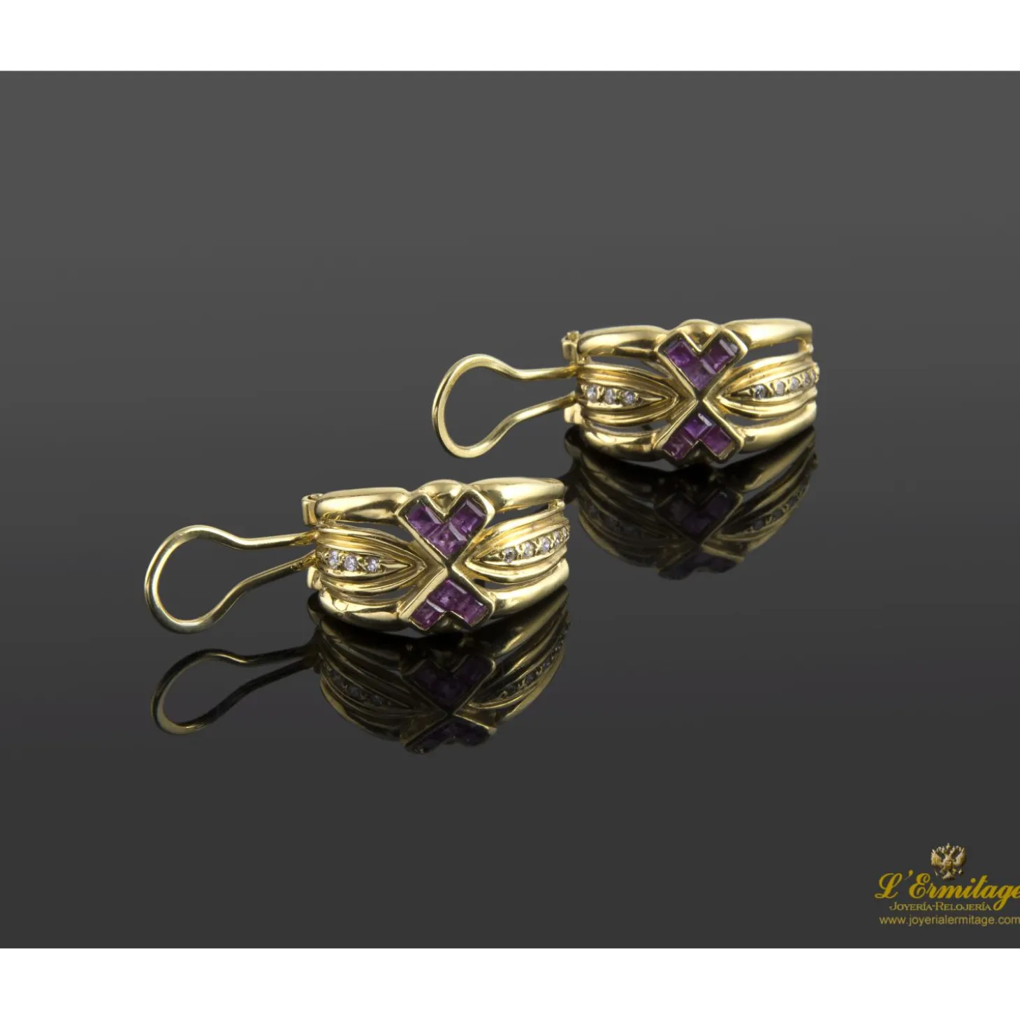 PENDIENTES Pendientes oro amarillo rubíes y diamantes