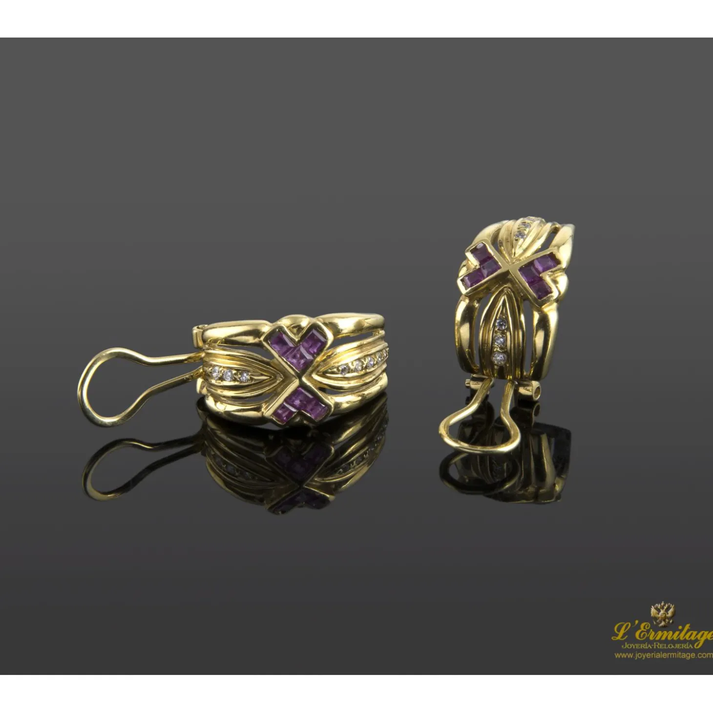 PENDIENTES Pendientes oro amarillo rubíes y diamantes