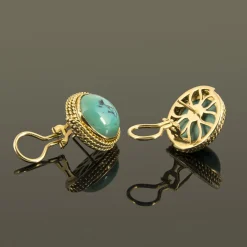 PENDIENTES Pendientes oro amarillo y turquesas